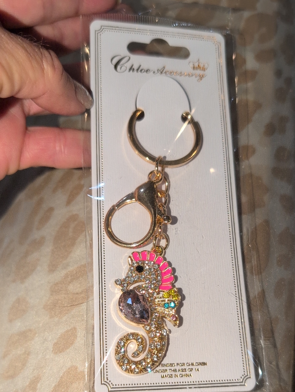 Pink Seahorse Keychain